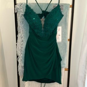 Alyce Paris Embroidered Fitted Plunging Neckline Cocktail Dress